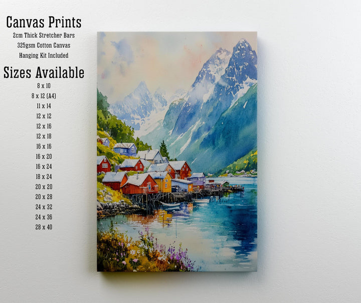 Olden Norway Travel Poster Print Nordfjord Wall Art Scandinavian Coastal Village Decor Gift for Europe Lovers and Nordic Landscape