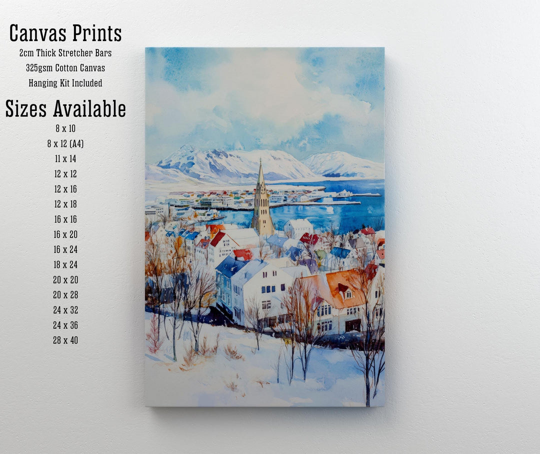 Reykjavik Iceland Travel Poster Print Nordic City Wall Art Scandinavian Architecture Decor Gift for Europe Lovers and Iceland Landscape Fans