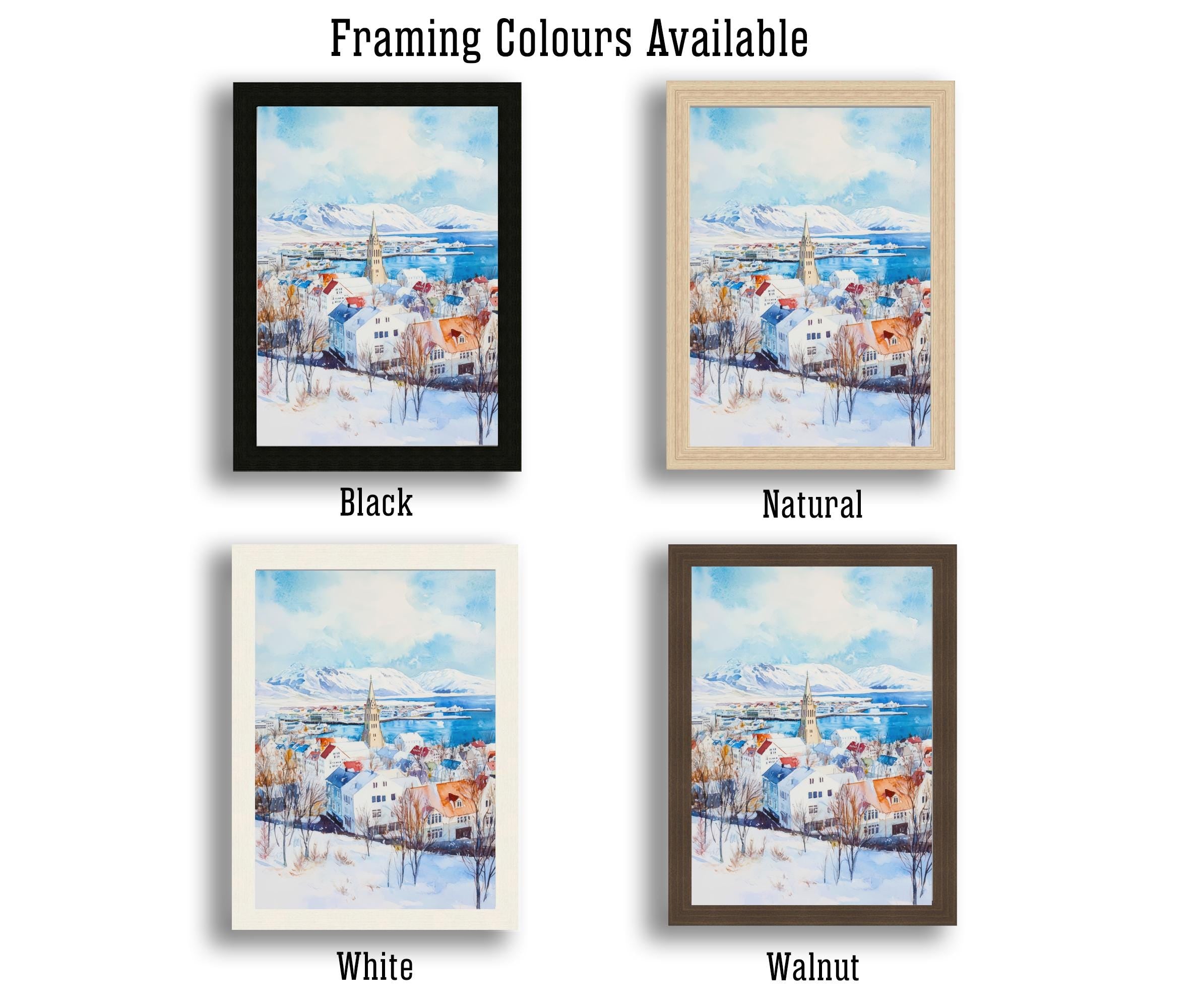 Reykjavik Iceland Travel Poster Print Nordic City Wall Art Scandinavian Architecture Decor Gift for Europe Lovers and Iceland Landscape Fans
