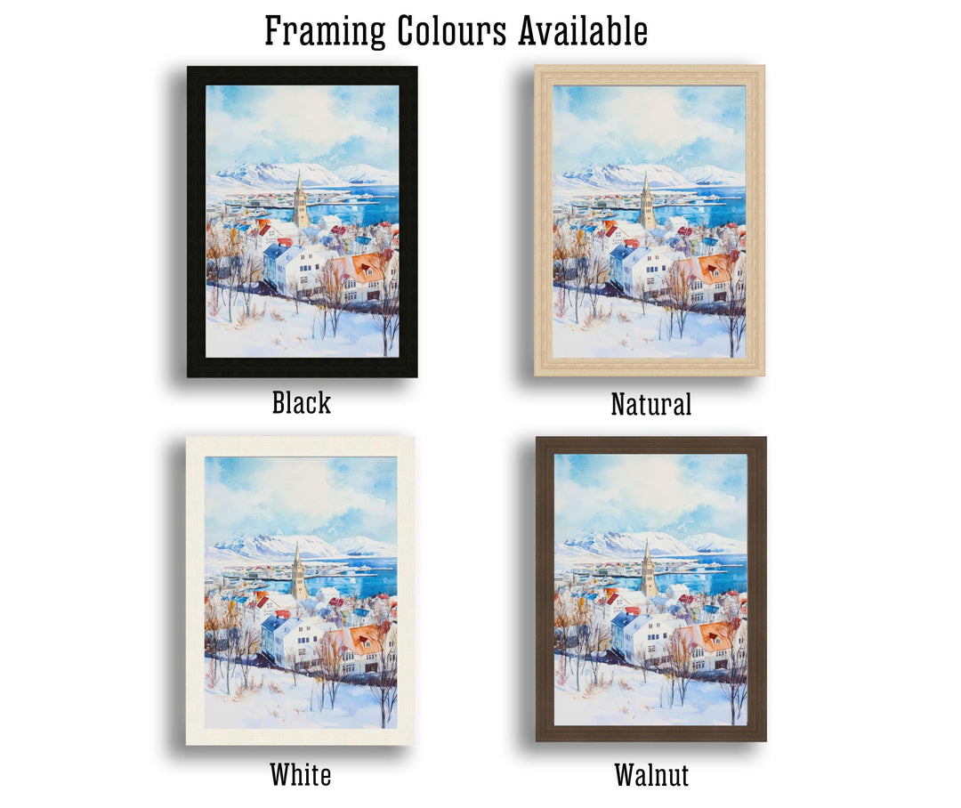 Reykjavik Iceland Travel Poster Print Nordic City Wall Art Scandinavian Architecture Decor Gift for Europe Lovers and Iceland Landscape Fans