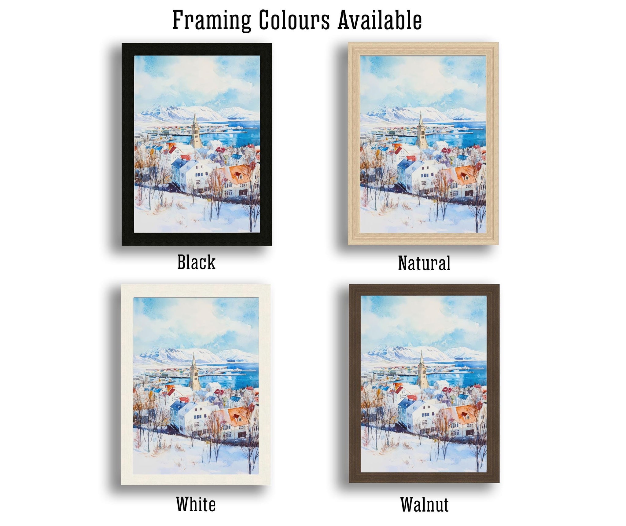 Reykjavik Iceland Travel Poster Print Nordic City Wall Art Scandinavian Architecture Decor Gift for Europe Lovers and Iceland Landscape Fans