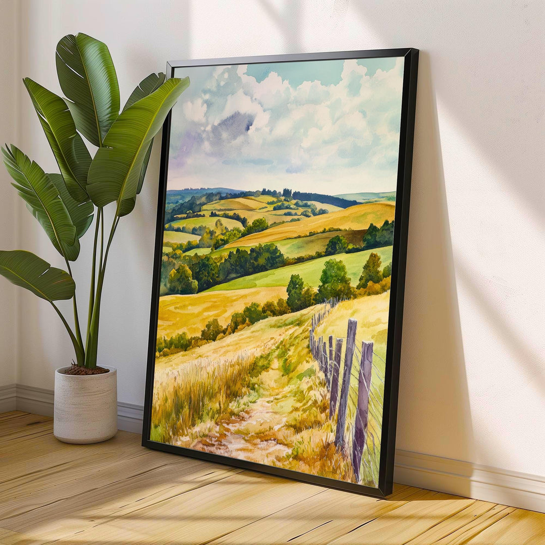 South Downs England Travel Poster Print National Park Wall Art Scenic Countryside Landscape Decor Gift for UK Nature Lovers and Walking