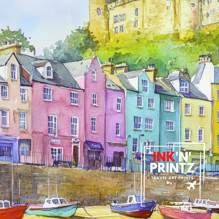 Tenby Wales Travel Poster Print Pembrokeshire Coast Wall Art Seaside Town Decor Gift for UK Beach Lovers and Scenic Coastal Landscape