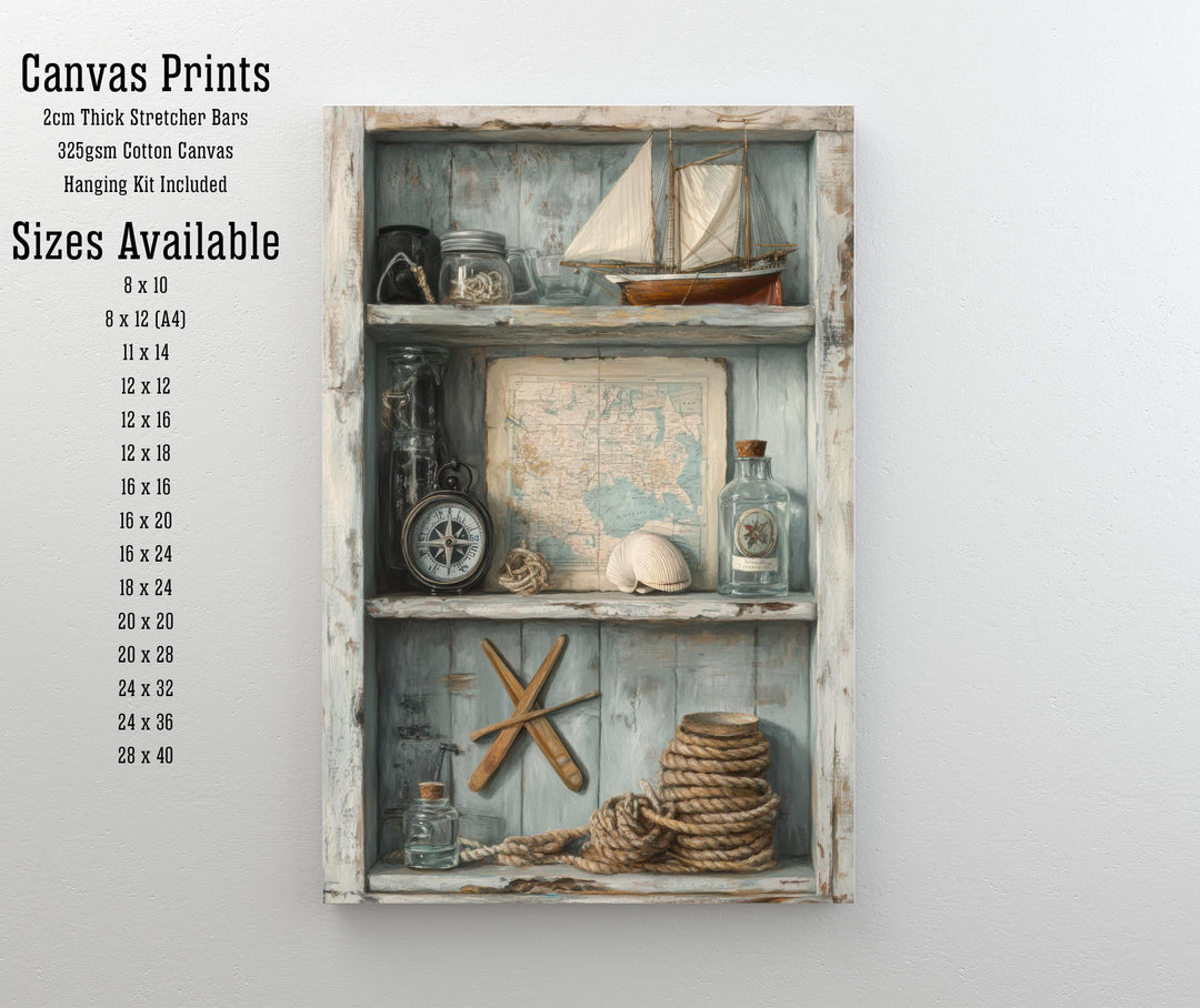 Rustic Coastal Still Life Poster Coastal Decor Vintage Nautical Art Sailor Wall Art Ocean Aesthetic Print