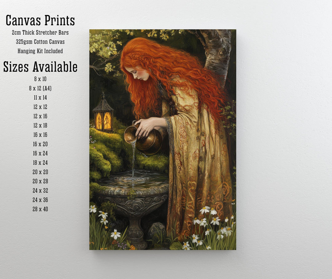 Brigid Celtic Goddess Poster Mythological Folk Art Healing Wall Decor Enchanted Celtic Pagan Illustration