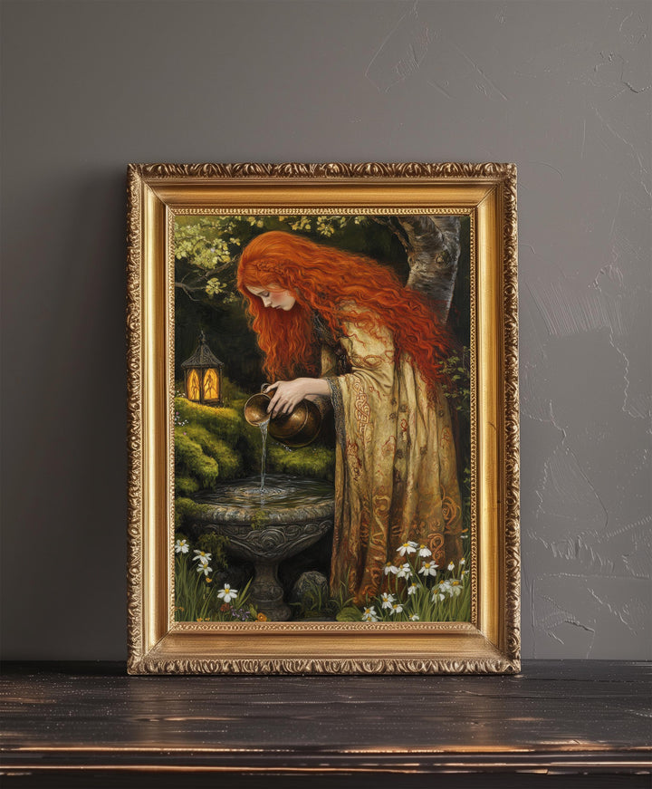 Brigid Celtic Goddess Poster Mythological Folk Art Healing Wall Decor Enchanted Celtic Pagan Illustration