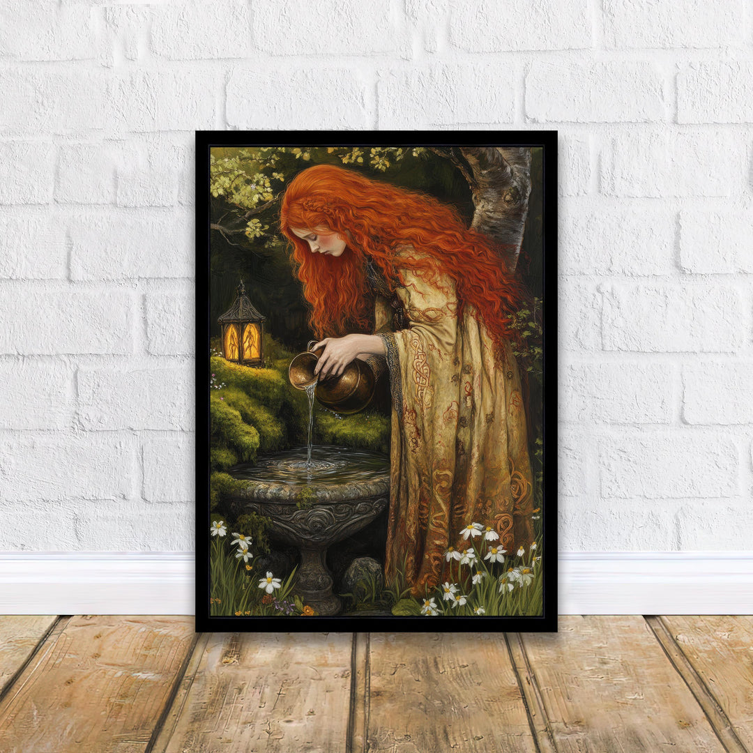 Brigid Celtic Goddess Poster Mythological Folk Art Healing Wall Decor Enchanted Celtic Pagan Illustration