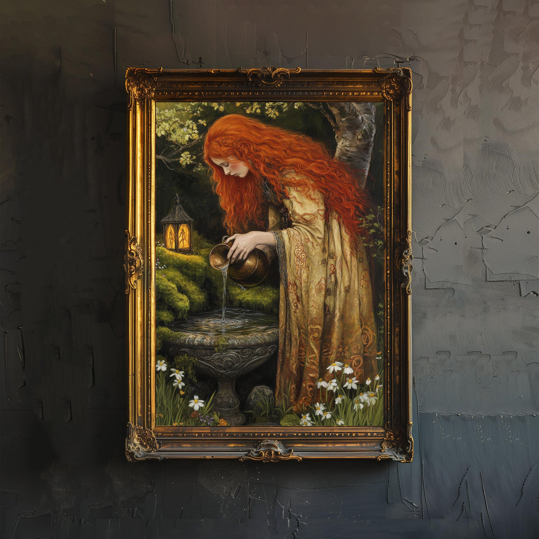 Brigid Celtic Goddess Poster Mythological Folk Art Healing Wall Decor Enchanted Celtic Pagan Illustration