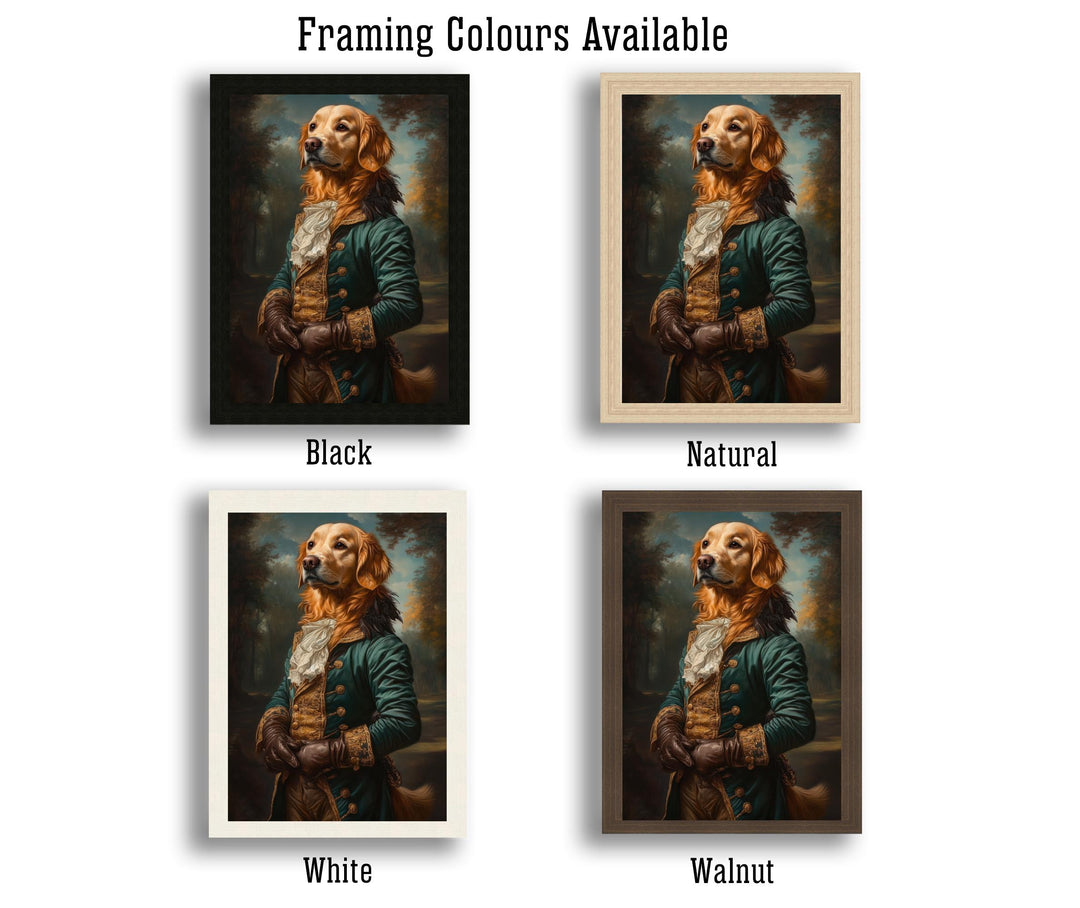 Golden Retriever Portrait Poster Regal Pet Art Vintage Animal Illustration Humorous Wall Decor Dog Lover Gift