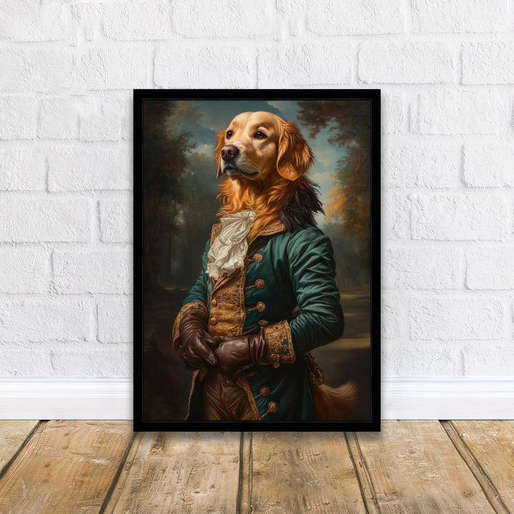 Golden Retriever Portrait Poster Regal Pet Art Vintage Animal Illustration Humorous Wall Decor Dog Lover Gift