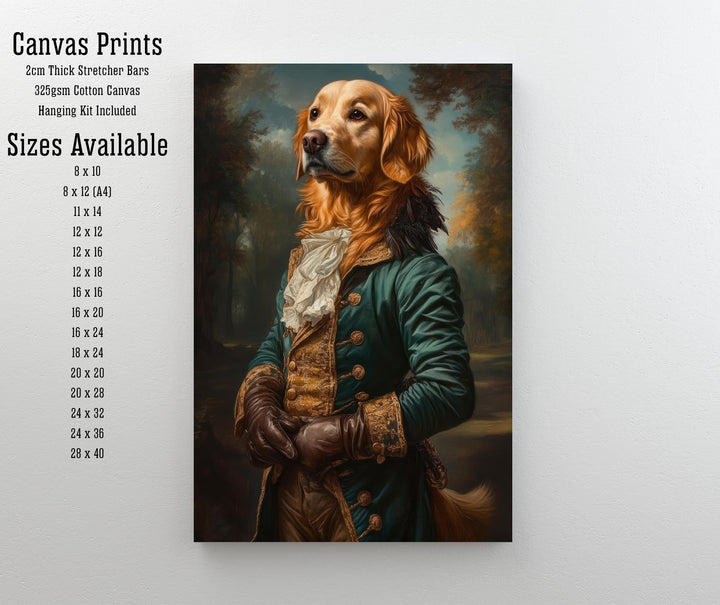 Golden Retriever Portrait Poster Regal Pet Art Vintage Animal Illustration Humorous Wall Decor Dog Lover Gift