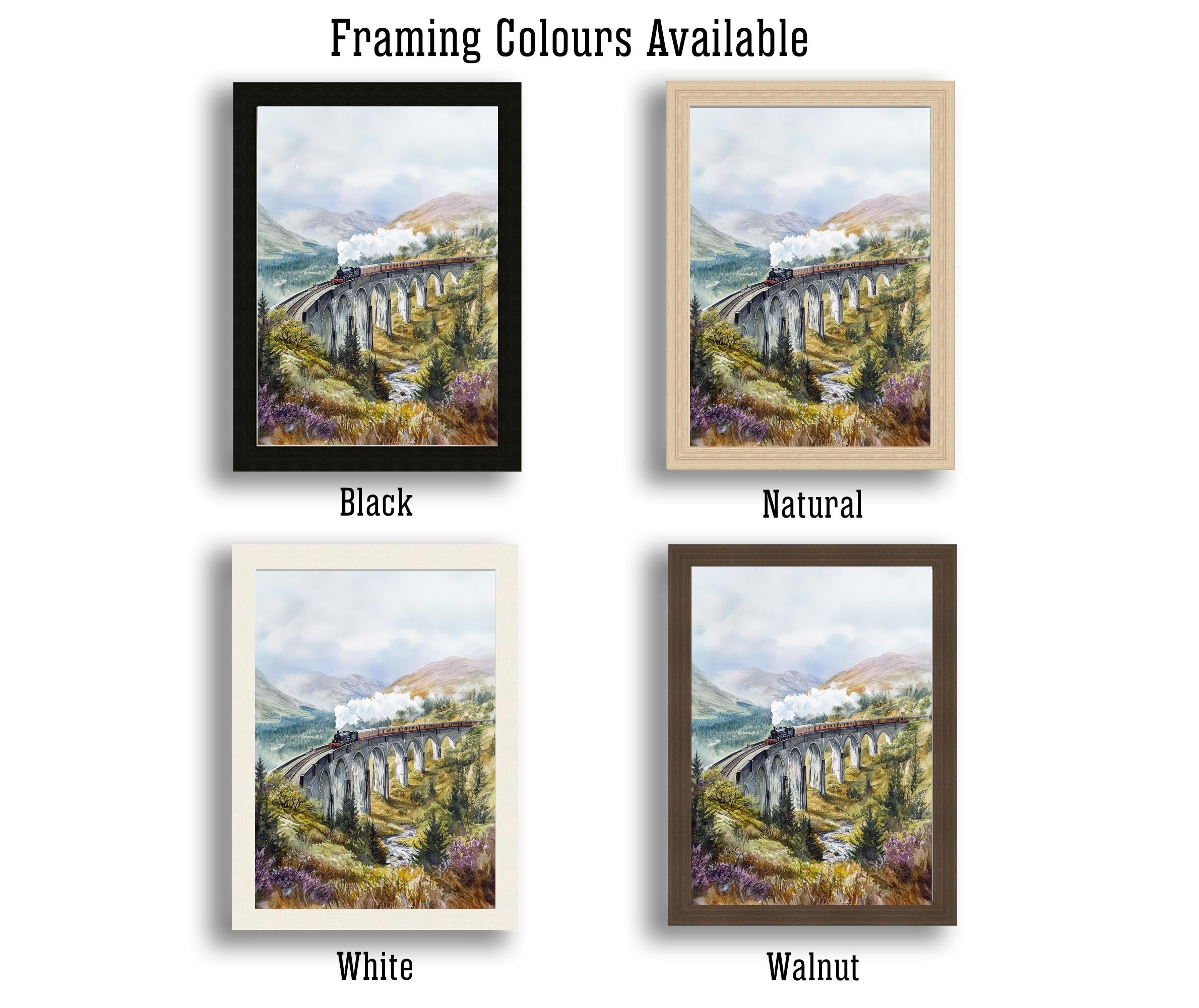 Glenfinnan Viaduct Watercolor Painting Scottish Highlands Art Print Decor Gift for Scotland Lovers