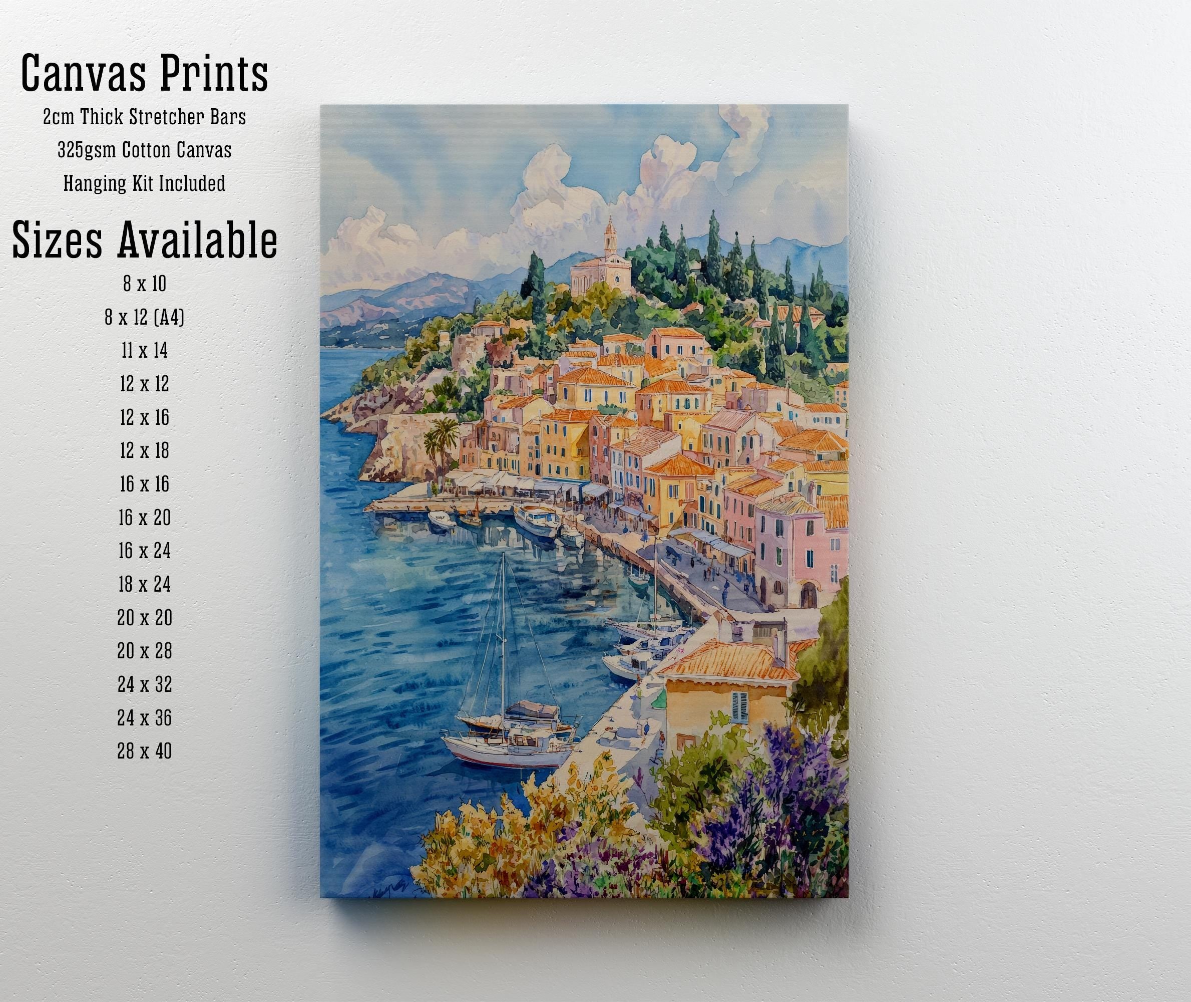 Corfu Old Town Watercolor Painting Greek Island Art Print Ionian Sea Decor Gift for Greece Lovers