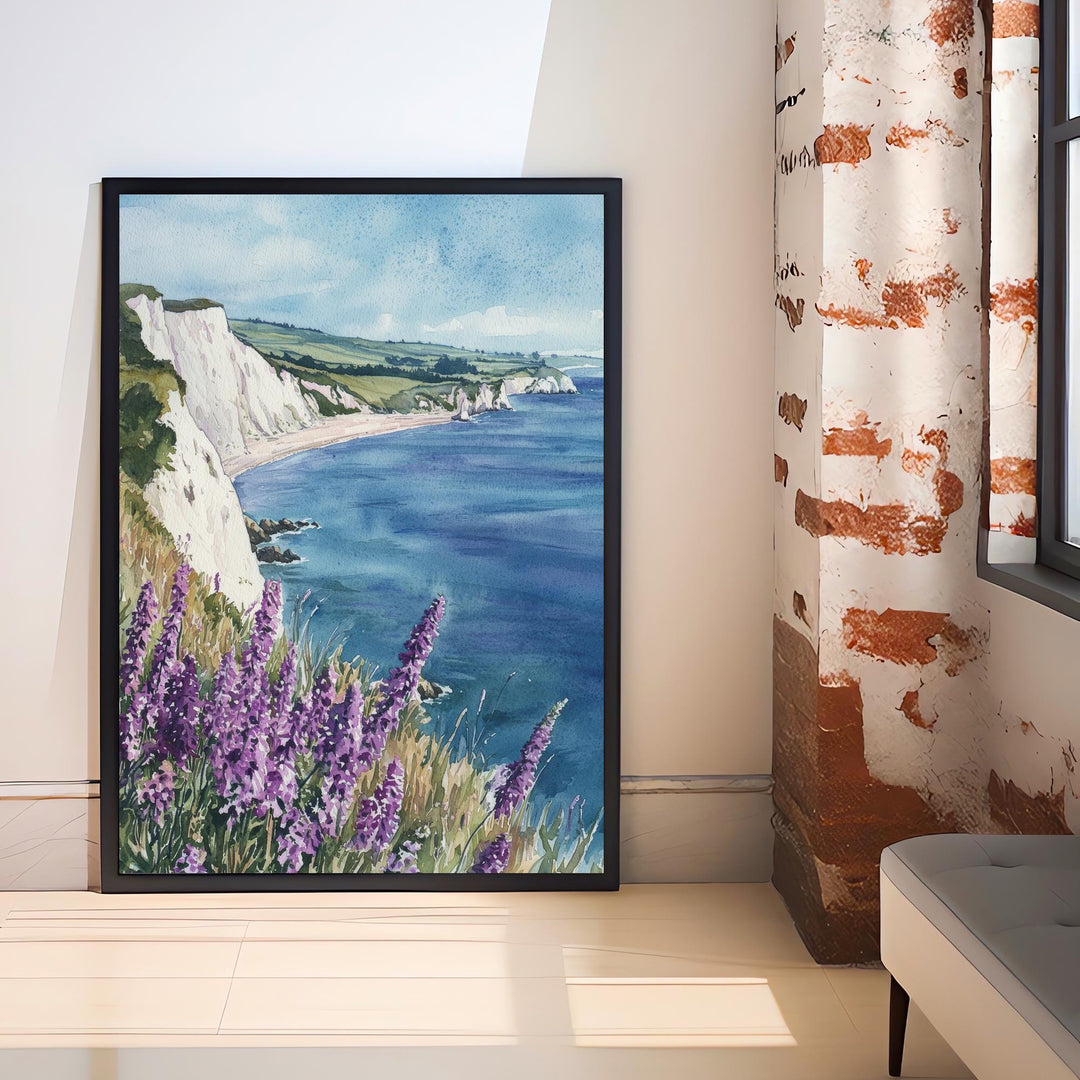 Isle of Wight Watercolor Painting The Needles Coastal Art Print UK Seaside Decor Gift for Island Lovers
