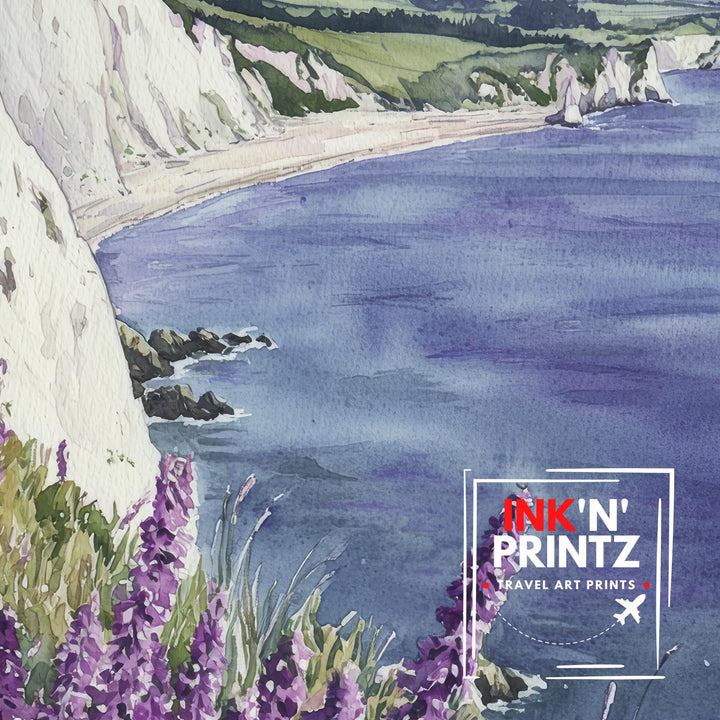 Isle of Wight Watercolor Painting The Needles Coastal Art Print UK Seaside Decor Gift for Island Lovers