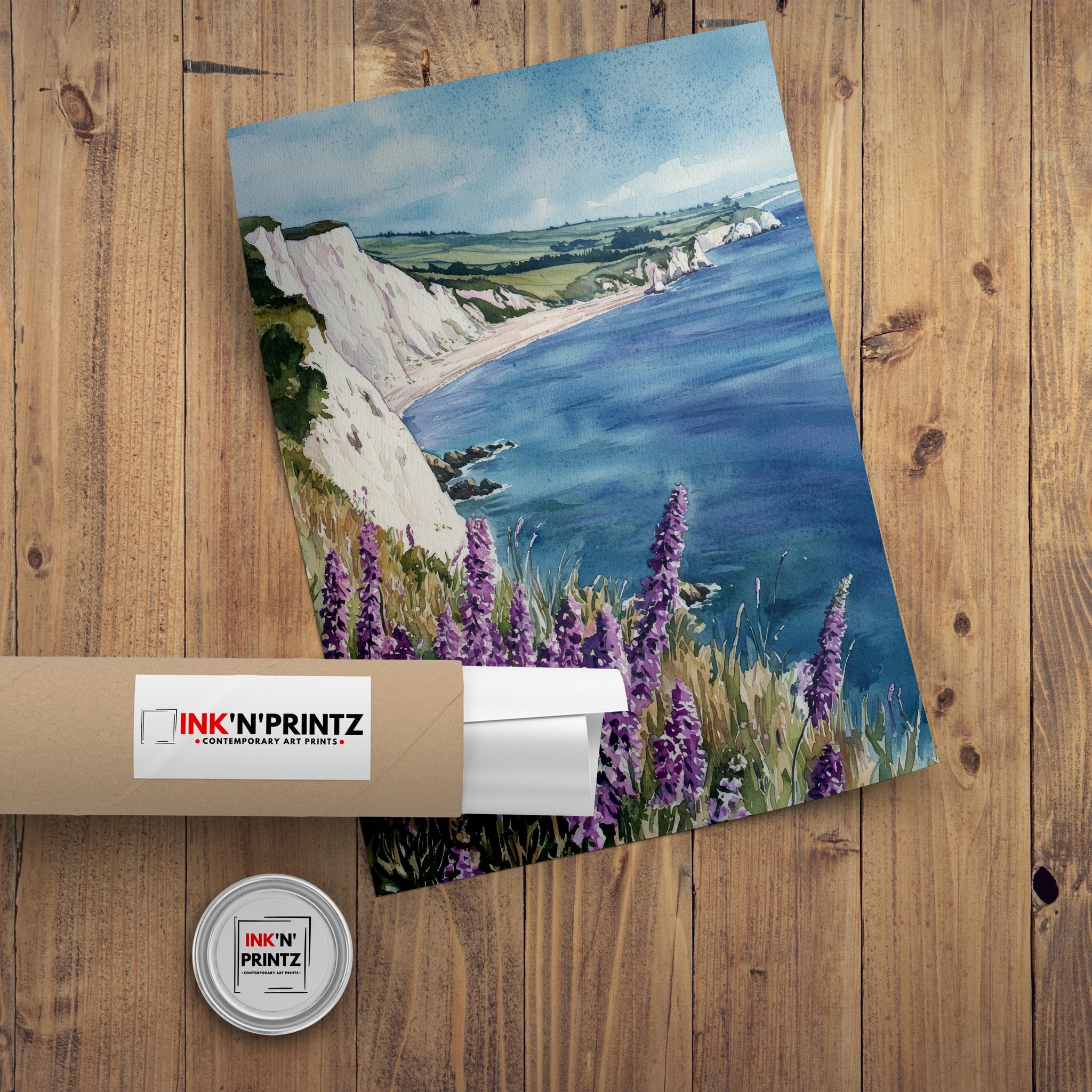 Isle of Wight Watercolor Painting The Needles Coastal Art Print UK Seaside Decor Gift for Island Lovers