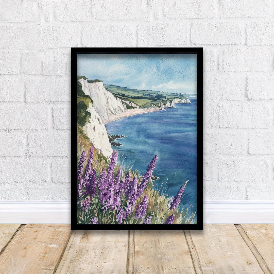Isle of Wight Watercolor Painting The Needles Coastal Art Print UK Seaside Decor Gift for Island Lovers