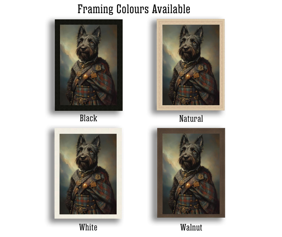 Scottish Terrier Portrait Poster Highland Dog Art Vintage Animal Illustration Tartan Wall Decor Dog Lover Gift