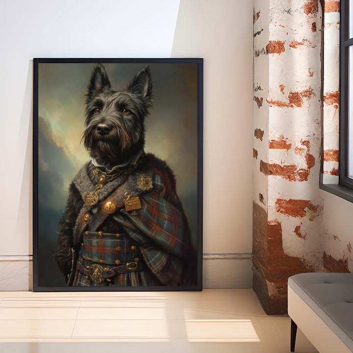 Scottish Terrier Portrait Poster Highland Dog Art Vintage Animal Illustration Tartan Wall Decor Dog Lover Gift