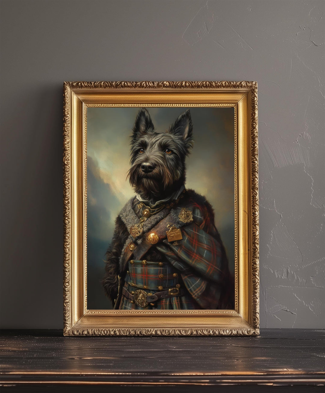 Scottish Terrier Portrait Poster Highland Dog Art Vintage Animal Illustration Tartan Wall Decor Dog Lover Gift