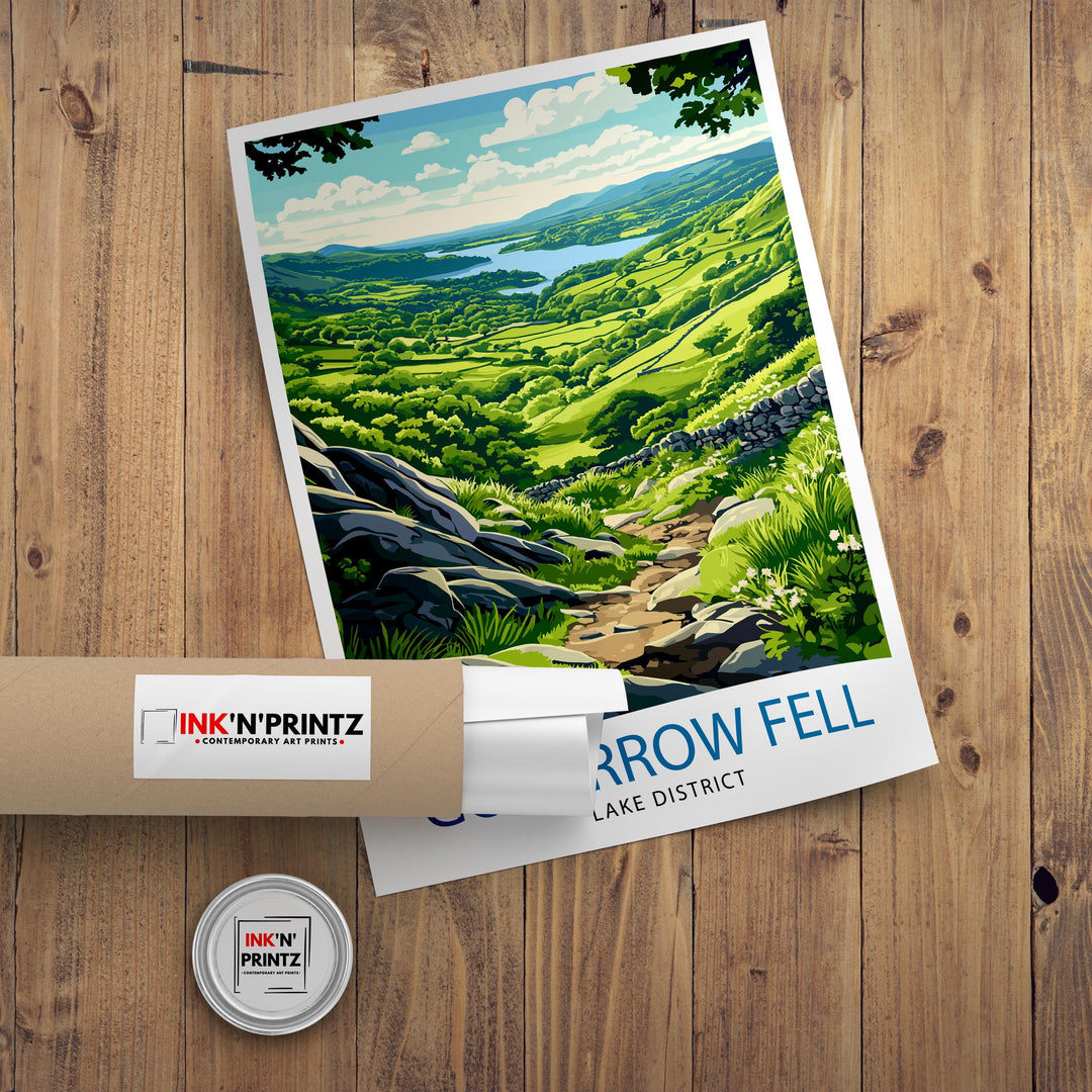 Gowbarrow Fell Lake District England Travel Poster Print Countryside Wall Art Scenic Landscape Decor Gift for UK Nature Lovers and Hiking
