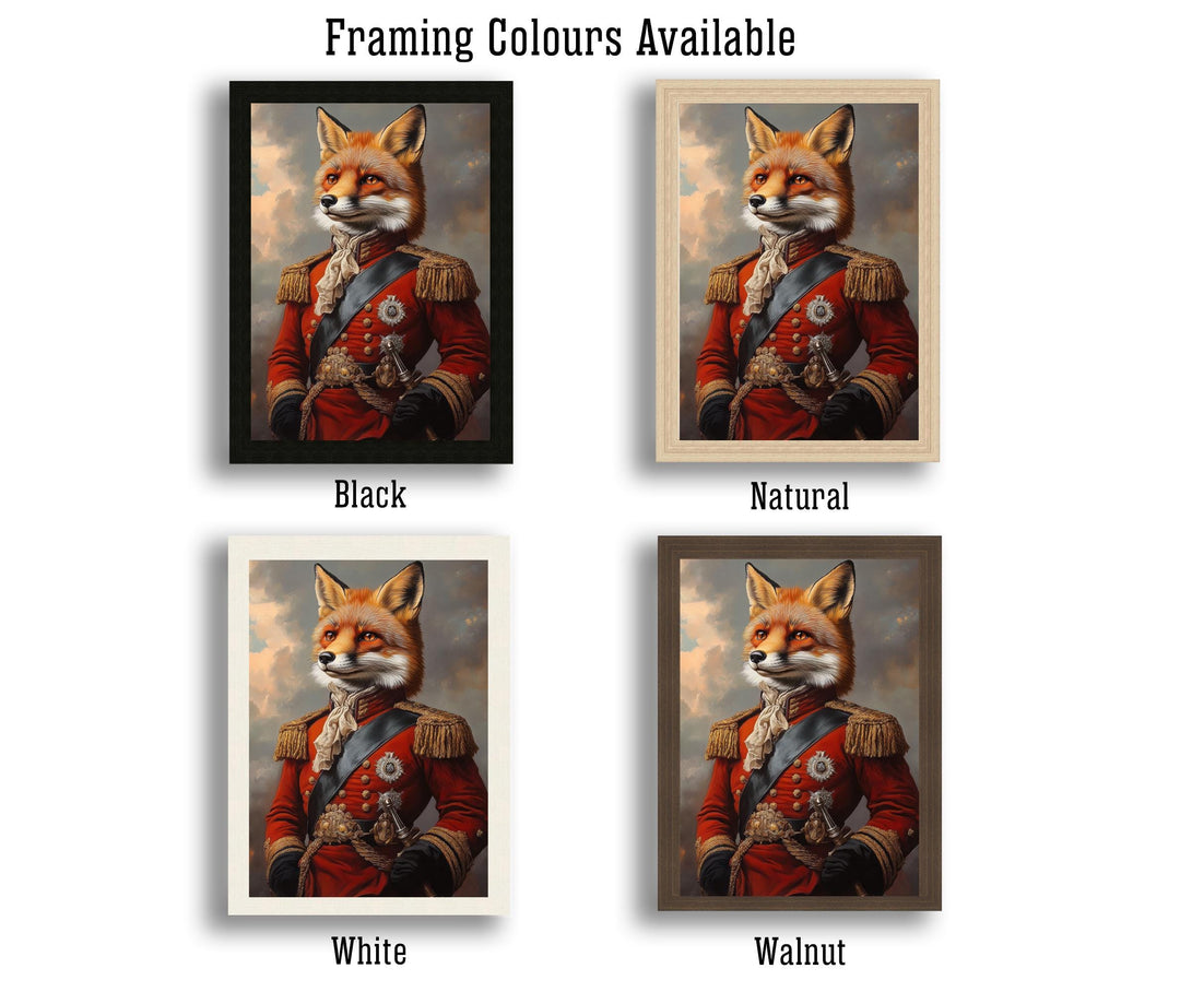 Regal Fox Portrait Poster Humorous Animal Art Vintage Wildlife Illustration Noble Wall Decor