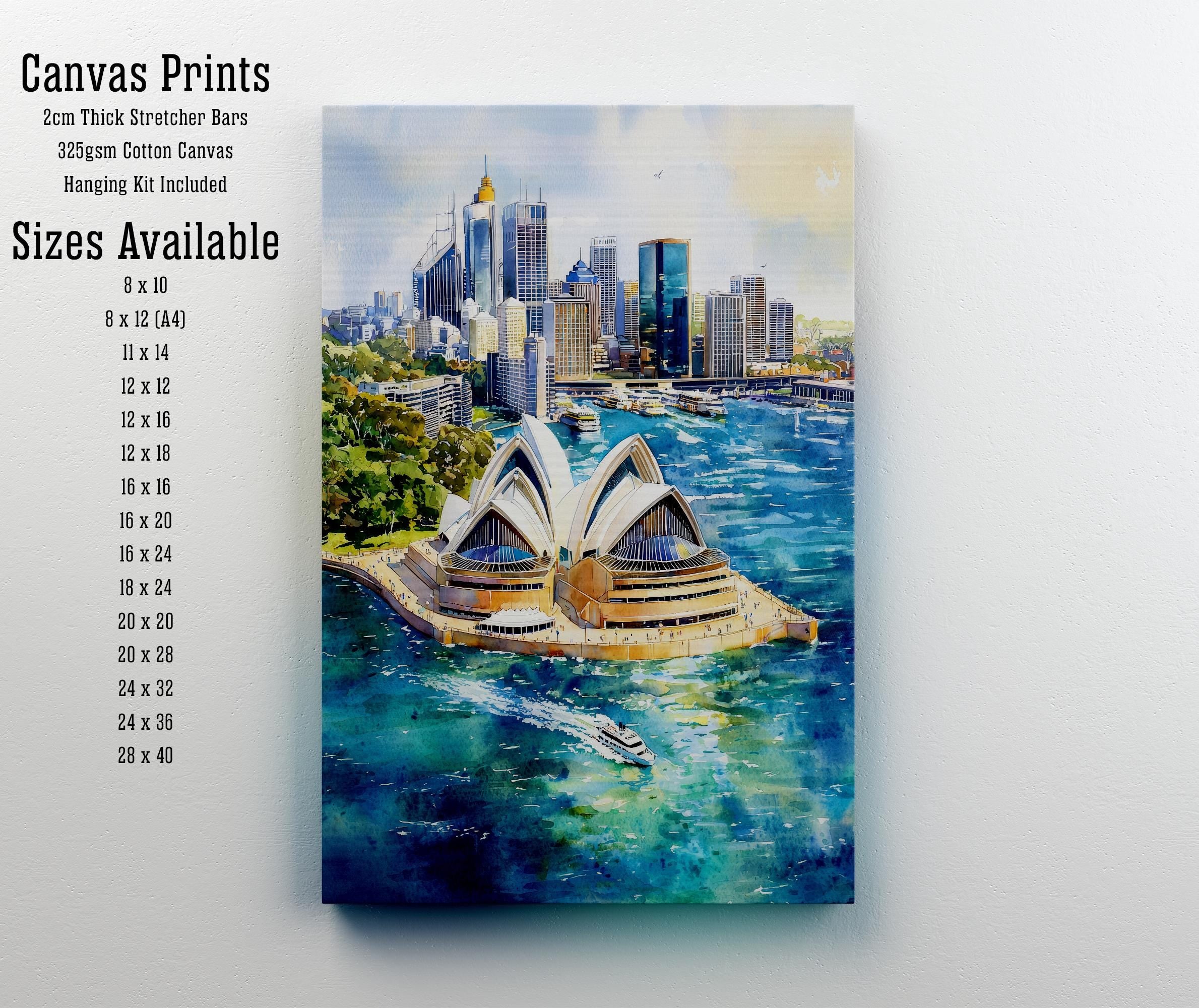 Sydney Harbor Watercolor Painting Australia Cityscape Art Print Sydney Opera House Decor Gift for Australia Lovers
