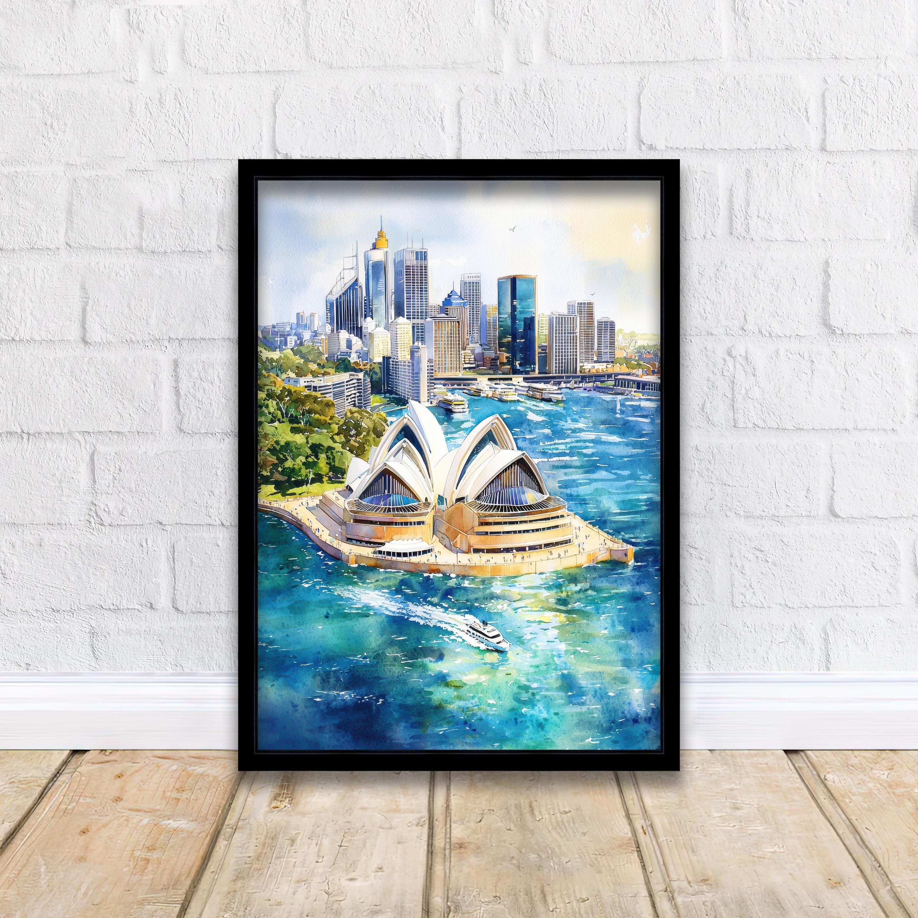 Sydney Harbor Watercolor Painting Australia Cityscape Art Print Sydney Opera House Decor Gift for Australia Lovers