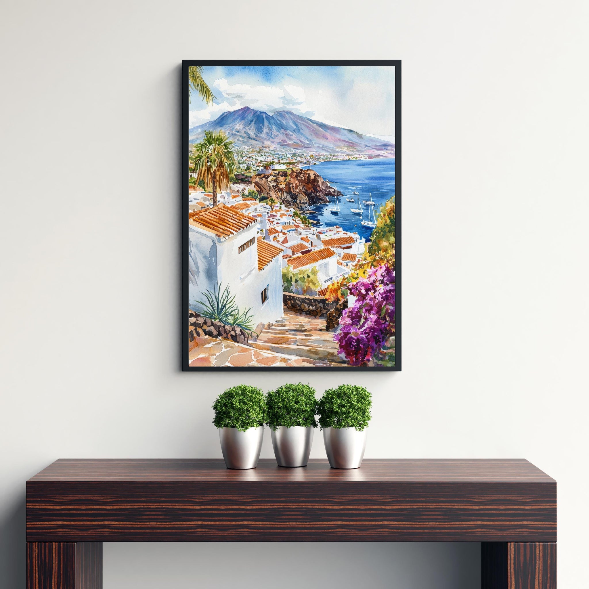 Tenerife Watercolor Painting Mount Teide Art Print Canary Islands Landscape Decor Gift for Spain Lovers