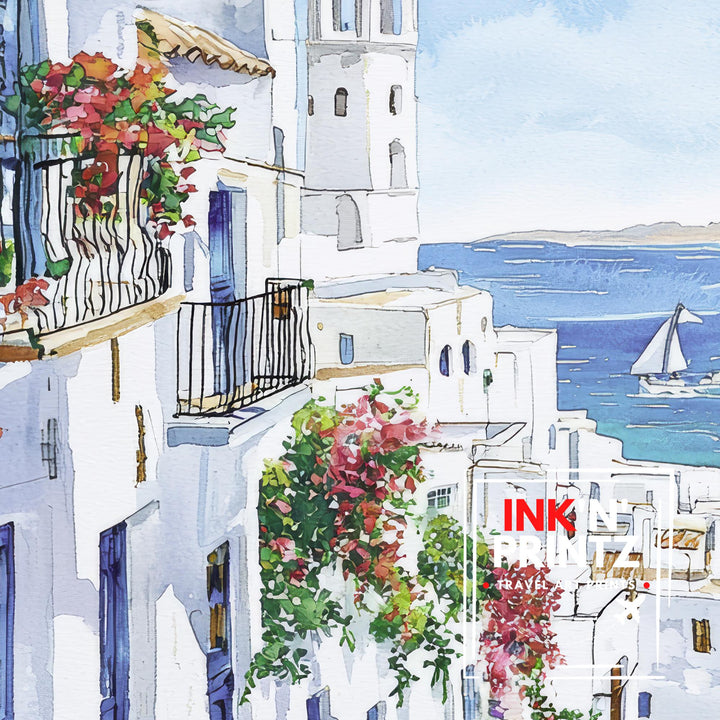 Tunisia Watercolor Painting Tunisia Village Art Print North Africa Decor Gift for Travel Lovers