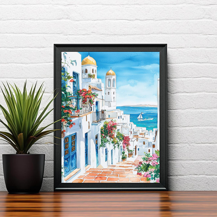 Tunisia Watercolor Painting Tunisia Village Art Print North Africa Decor Gift for Travel Lovers
