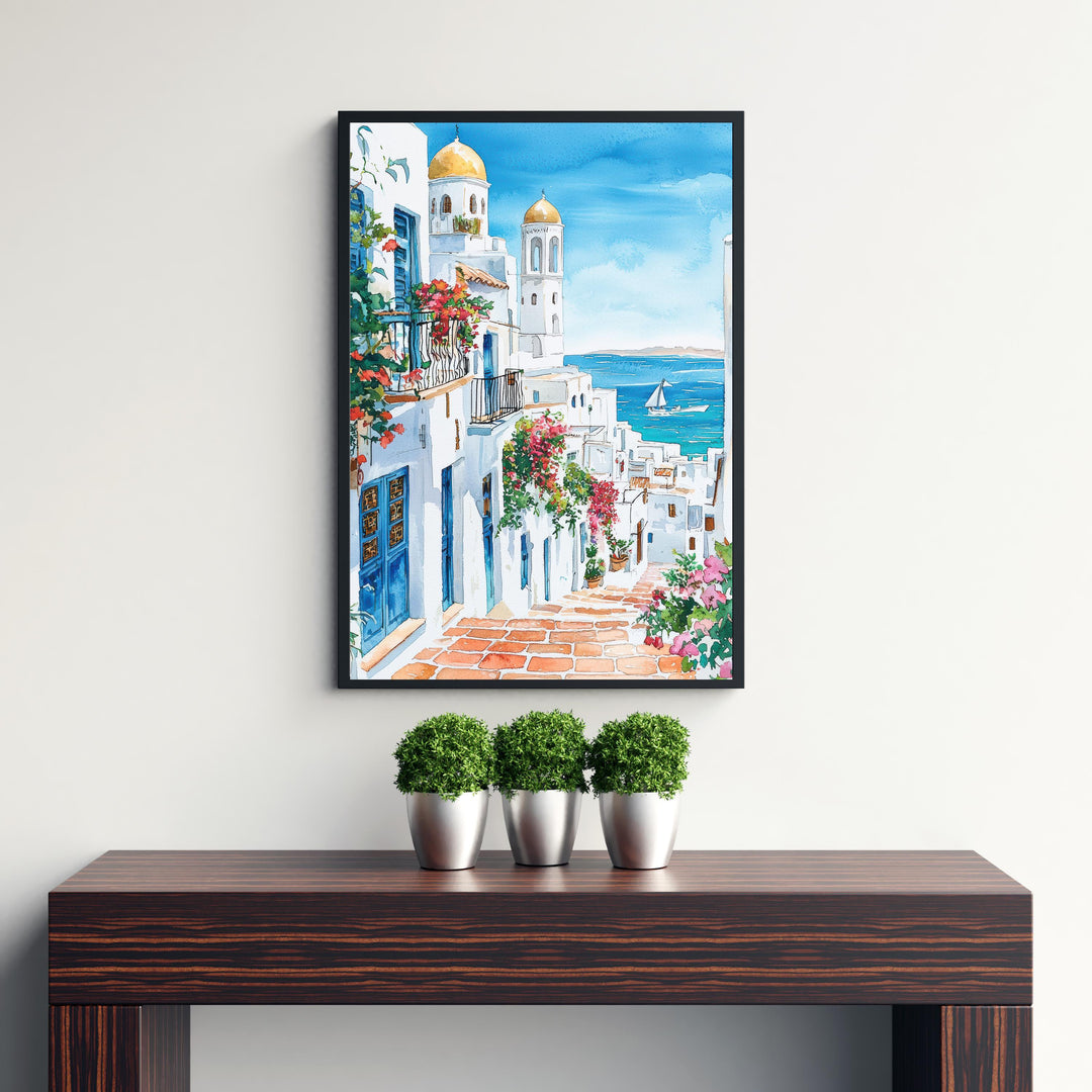 Tunisia Watercolor Painting Tunisia Village Art Print North Africa Decor Gift for Travel Lovers