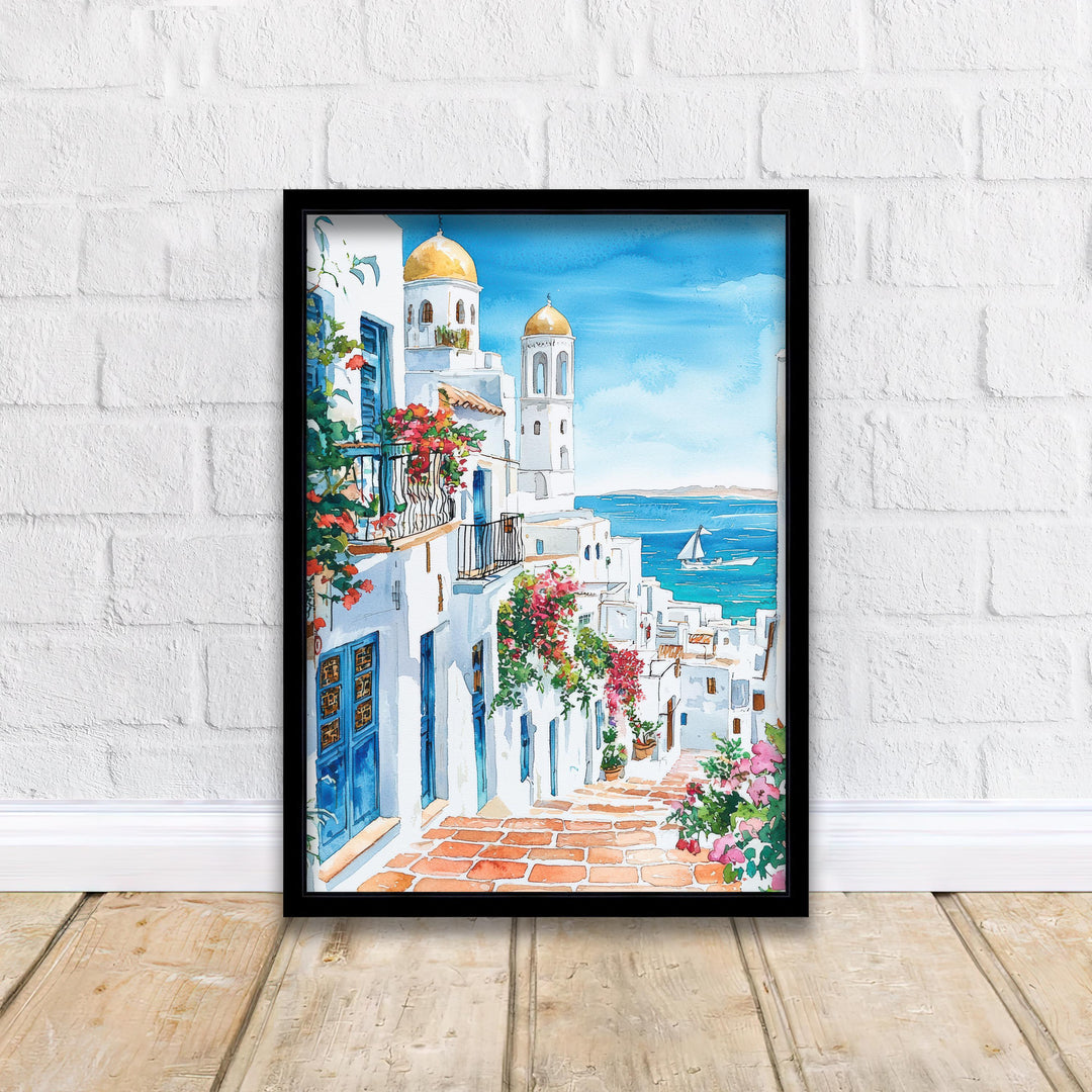 Tunisia Watercolor Painting Tunisia Village Art Print North Africa Decor Gift for Travel Lovers