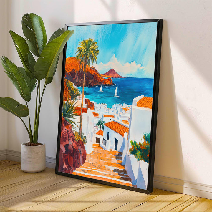 Lanzarote Canary Islands Spain Travel Poster Print Wall Art Volcanic Landscape Decor Gift for Europe Lovers and Spanish Island Travel