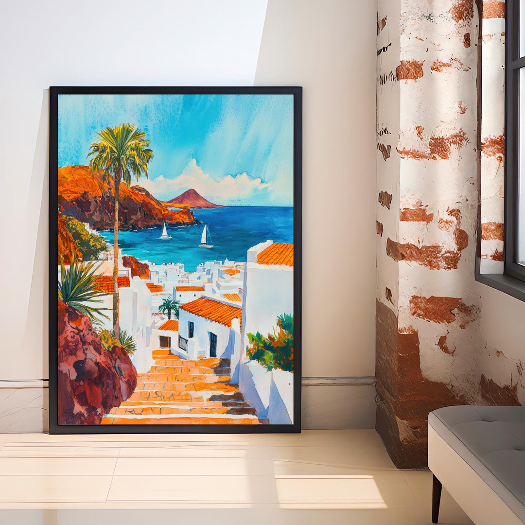 Lanzarote Canary Islands Spain Travel Poster Print Wall Art Volcanic Landscape Decor Gift for Europe Lovers and Spanish Island Travel