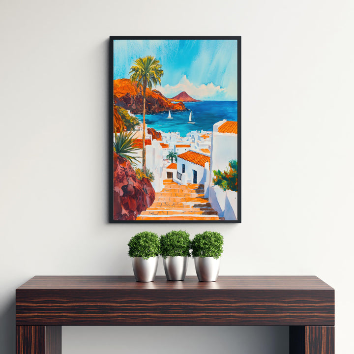Lanzarote Canary Islands Spain Travel Poster Print Wall Art Volcanic Landscape Decor Gift for Europe Lovers and Spanish Island Travel