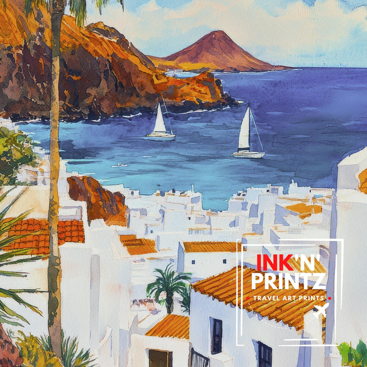 Lanzarote Canary Islands Spain Travel Poster Print Wall Art Volcanic Landscape Decor Gift for Europe Lovers and Spanish Island Travel