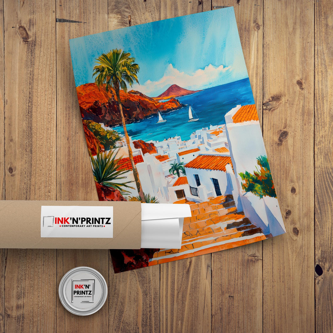 Lanzarote Canary Islands Spain Travel Poster Print Wall Art Volcanic Landscape Decor Gift for Europe Lovers and Spanish Island Travel