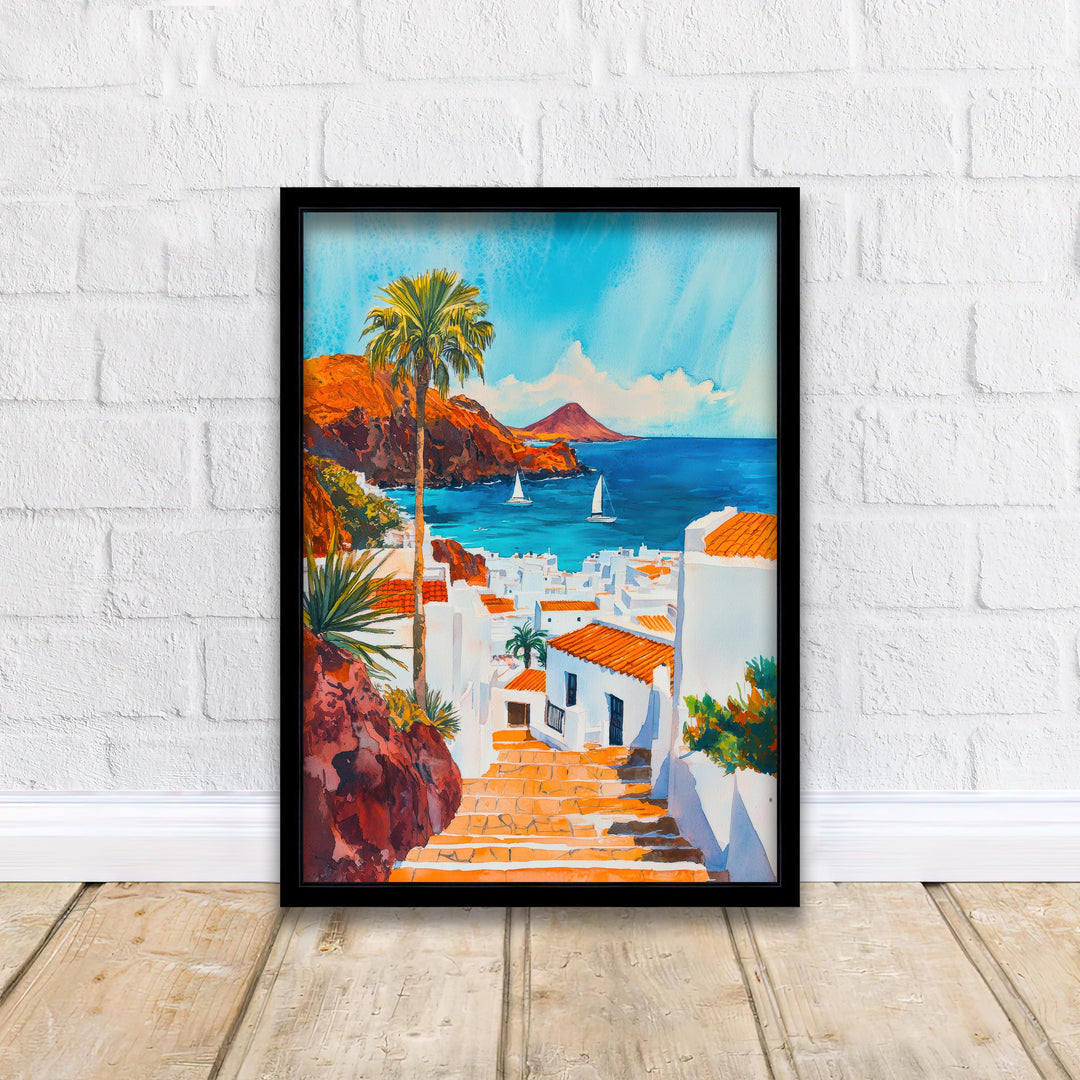 Lanzarote Canary Islands Spain Travel Poster Print Wall Art Volcanic Landscape Decor Gift for Europe Lovers and Spanish Island Travel