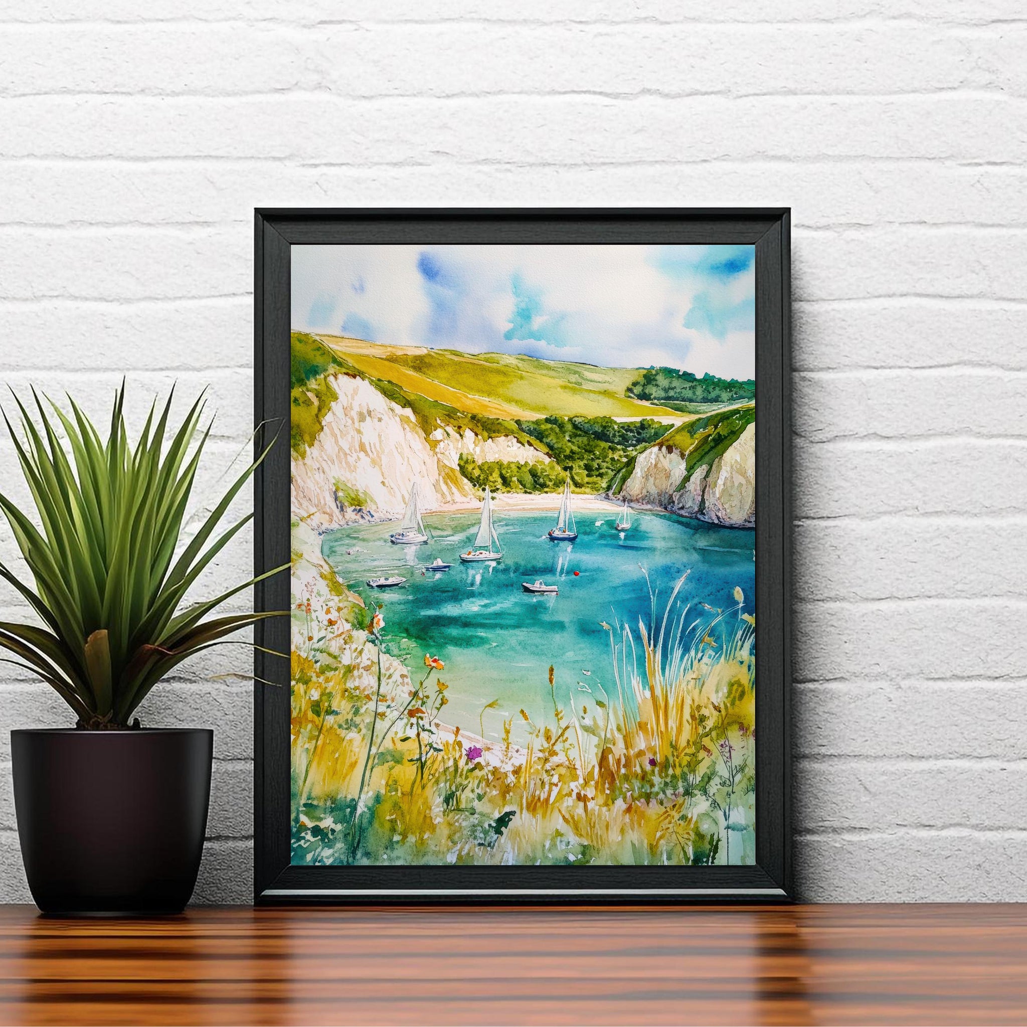 Lulworth Cove Dorset England Watercolor Painting Coastal Wall Art Scenic Landscape Print Decor Gift for UK Beach Lovers and Jurassic