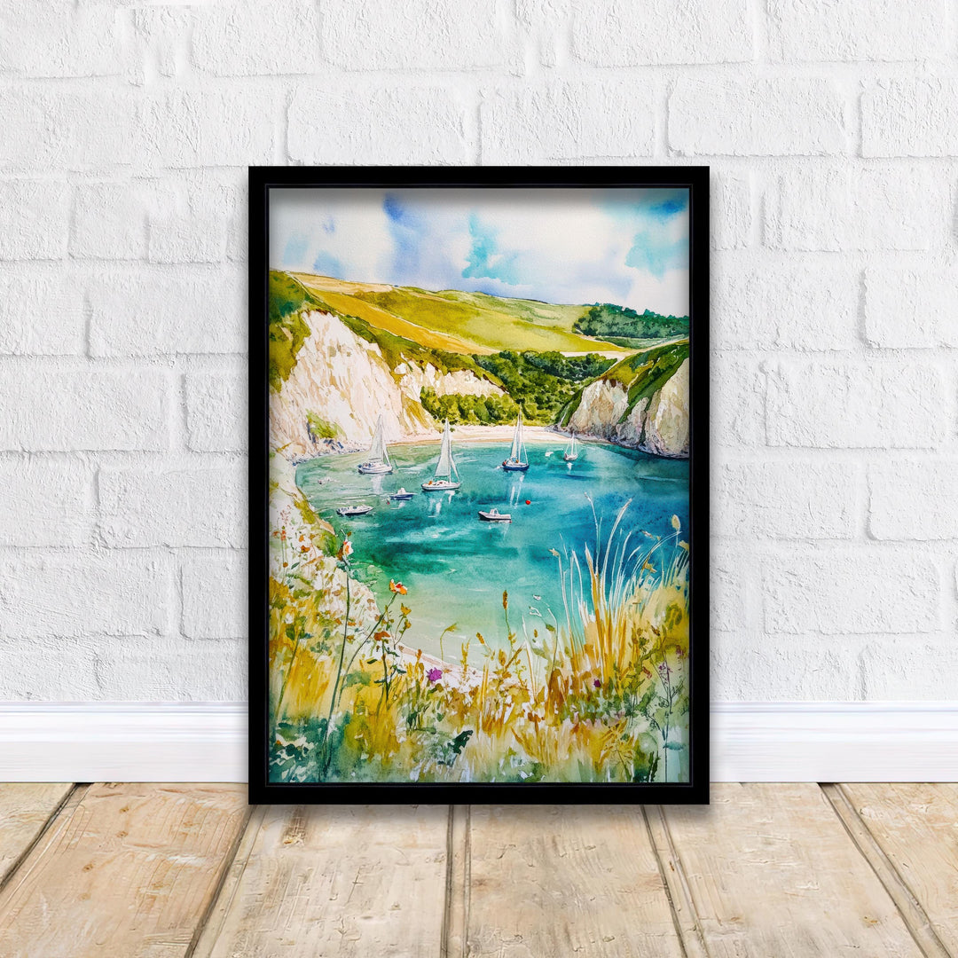 Lulworth Cove Dorset England Watercolor Painting Coastal Wall Art Scenic Landscape Print Decor Gift for UK Beach Lovers and Jurassic