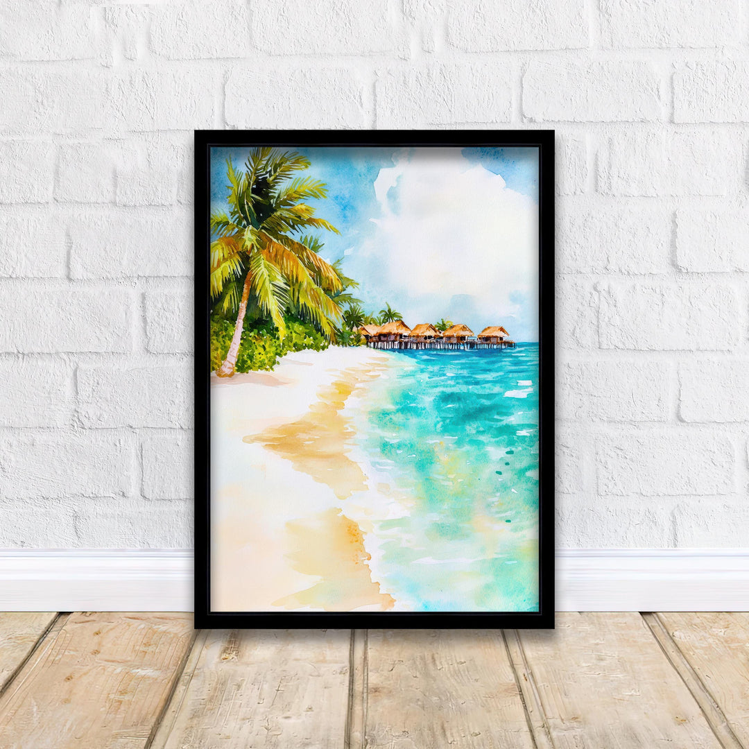 Maldives Travel Poster Print Indian Ocean Wall Art Tropical Island Decor Scenic Coastal Landscape Gift for Beach Lovers and Paradise