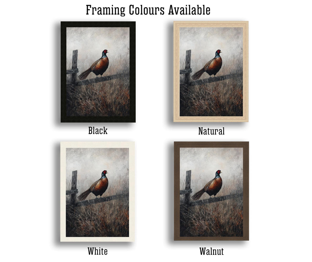 Pheasant In Misty Meadow Poster Cottagecore Nature Art Vintage Rustic Wildlife Illustration Enchanted Countryside Wall Art