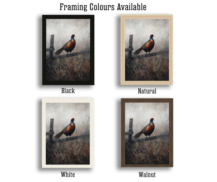 Pheasant In Misty Meadow Poster Cottagecore Nature Art Vintage Rustic Wildlife Illustration Enchanted Countryside Wall Art