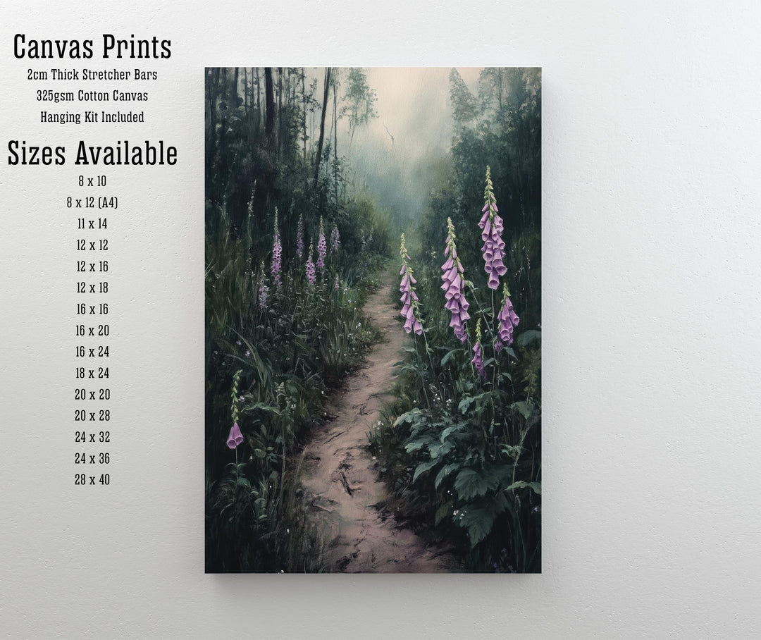 Witches Path Through Foxgloves Poster Enchanted Forest Art Cottagecore Decor Whimsical Nature Illustration