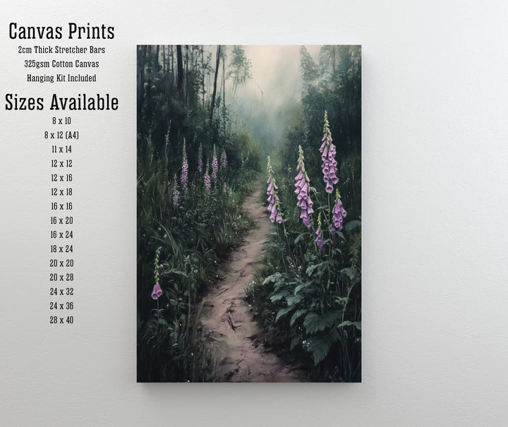 Witches Path Through Foxgloves Poster Enchanted Forest Art Cottagecore Decor Whimsical Nature Illustration