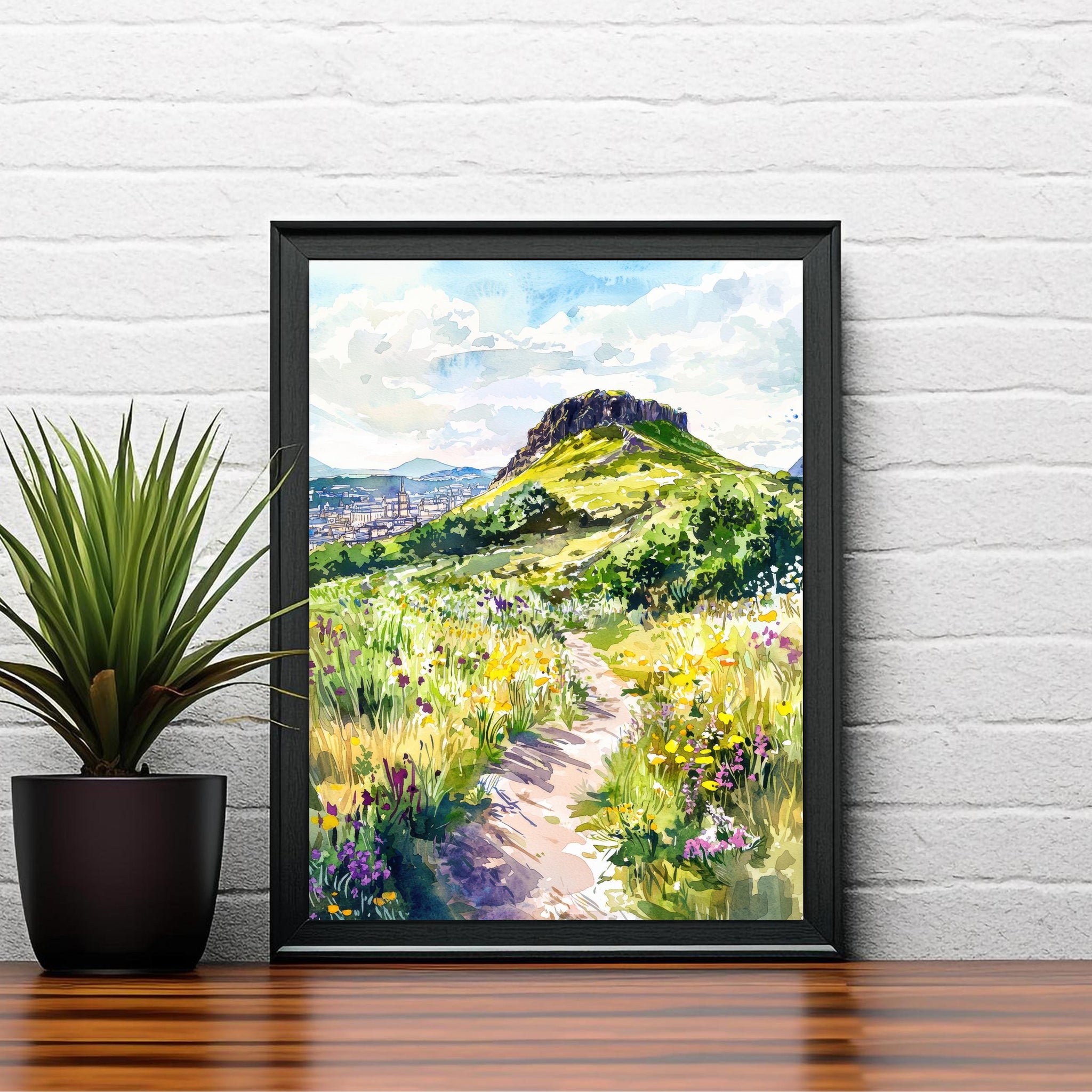 Arthur's Seat Watercolor Art Print, Edinburgh Scotland Painting, Holyrood Park Wall Decor, Scottish Landscape Gift