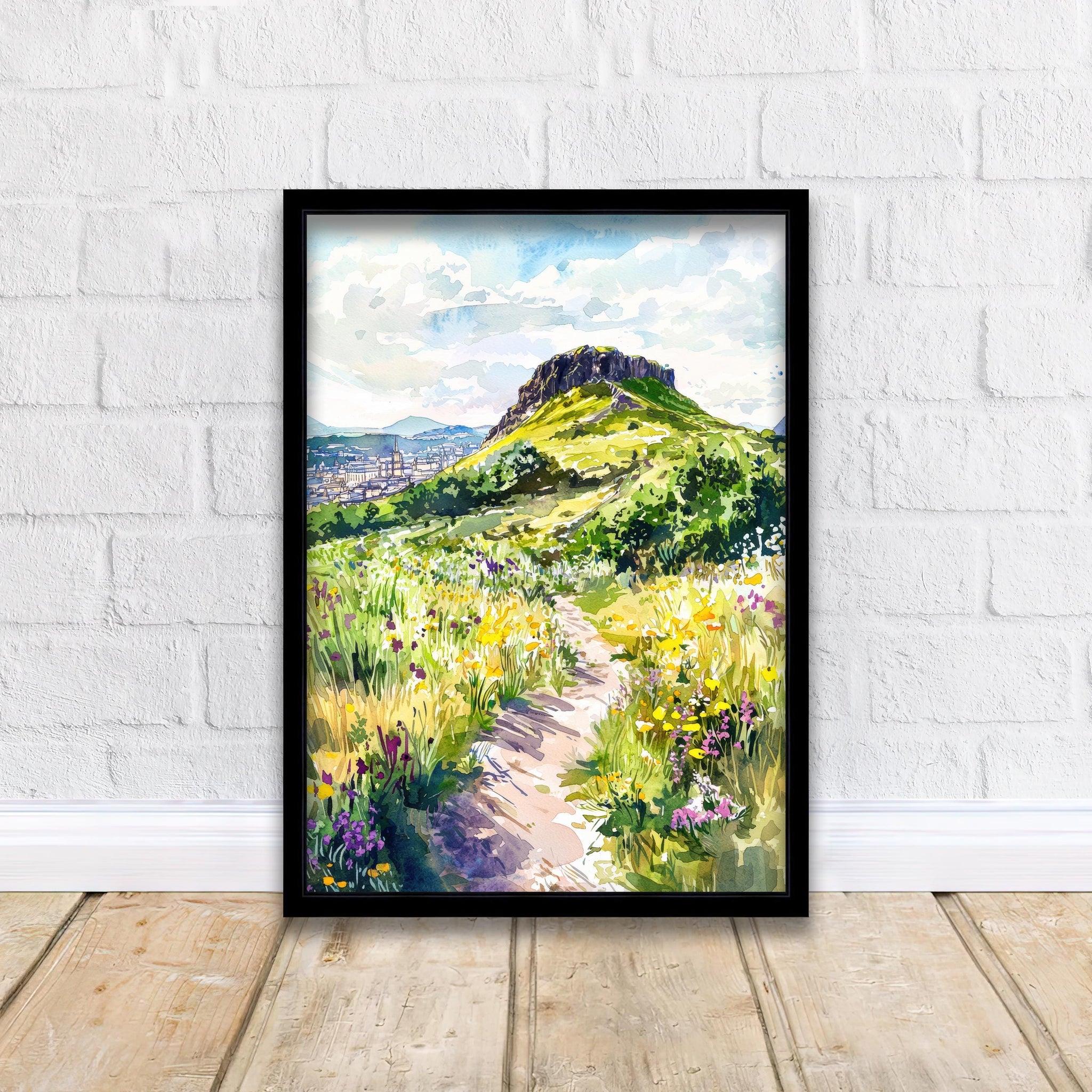 Arthur's Seat Watercolor Art Print, Edinburgh Scotland Painting, Holyrood Park Wall Decor, Scottish Landscape Gift