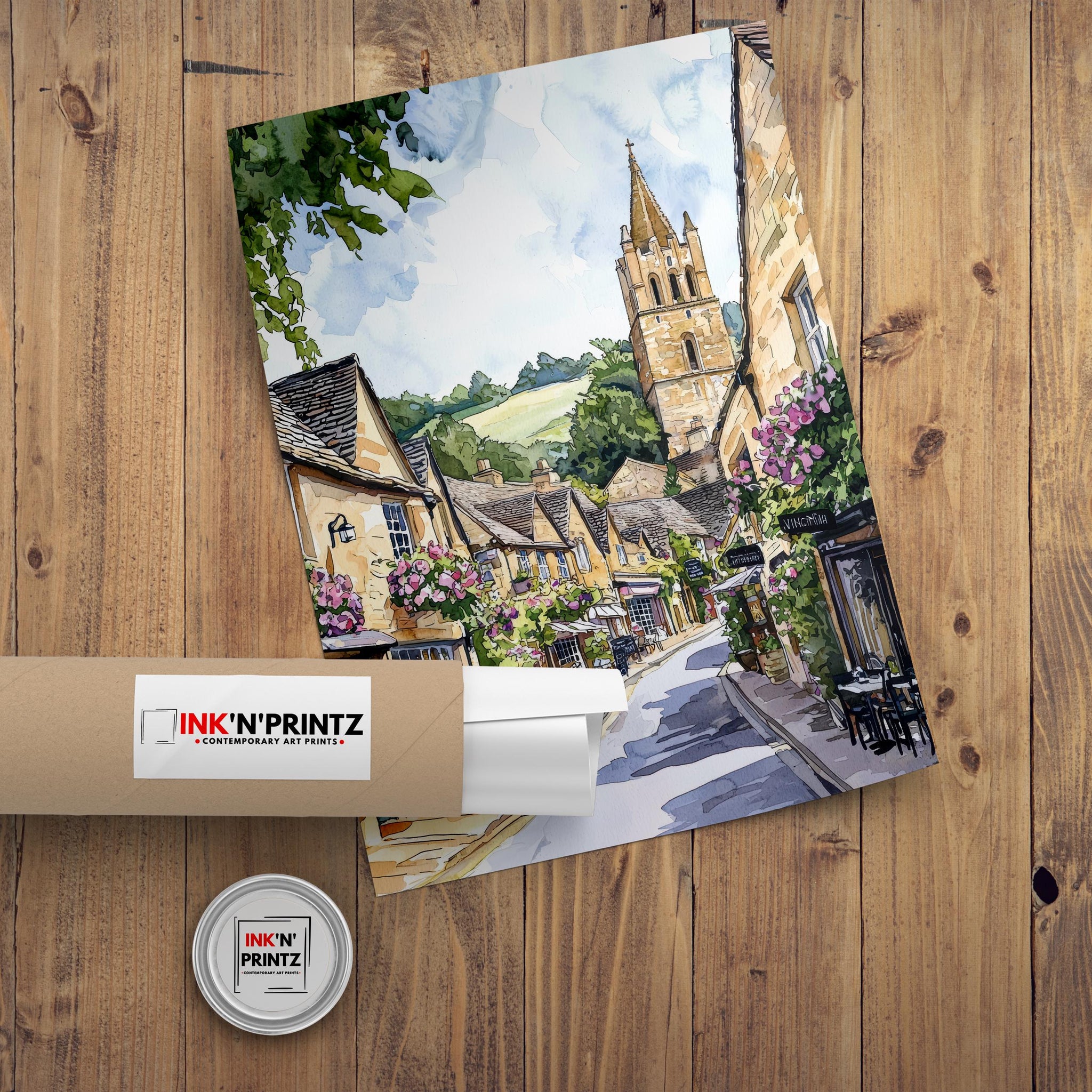 Winchcombe Cotswolds Watercolor Art Print, English Village Painting, Sudeley Castle UK Travel Gift