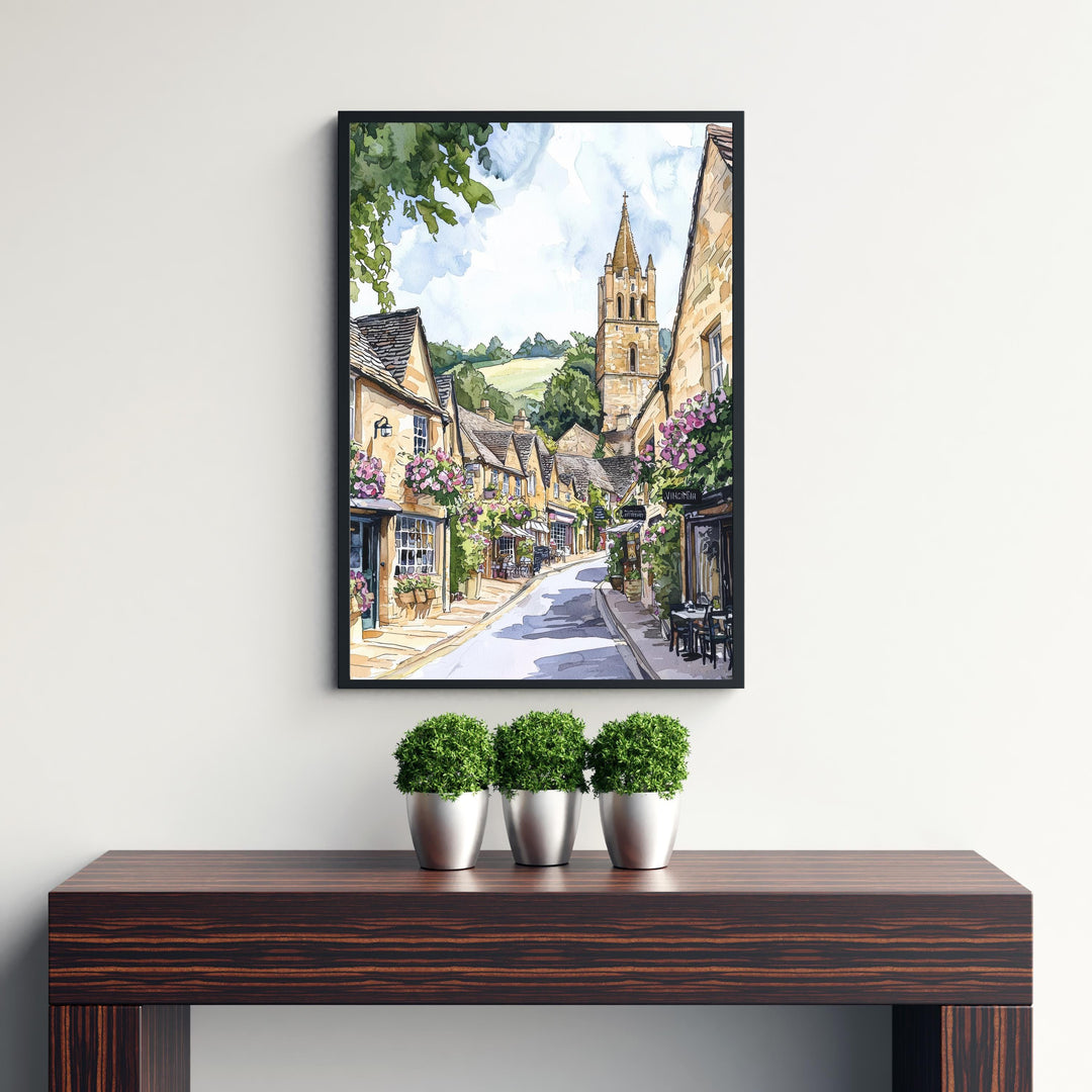 Winchcombe Cotswolds Watercolor Art Print, English Village Painting, Sudeley Castle UK Travel Gift